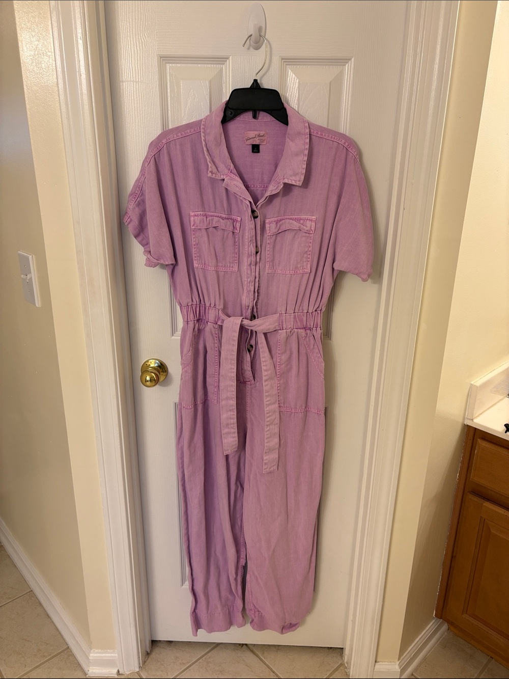 Universal Thread Lilac Straight-Leg Jumpsuit with Tie Waist